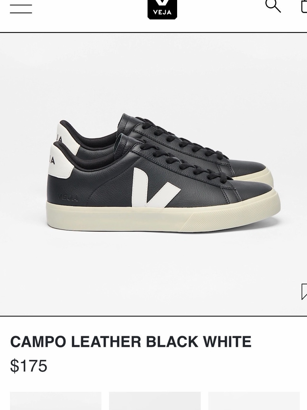 Veja Campo Twotone Sneakers Leather Black White Size 7 Women’s great condition
